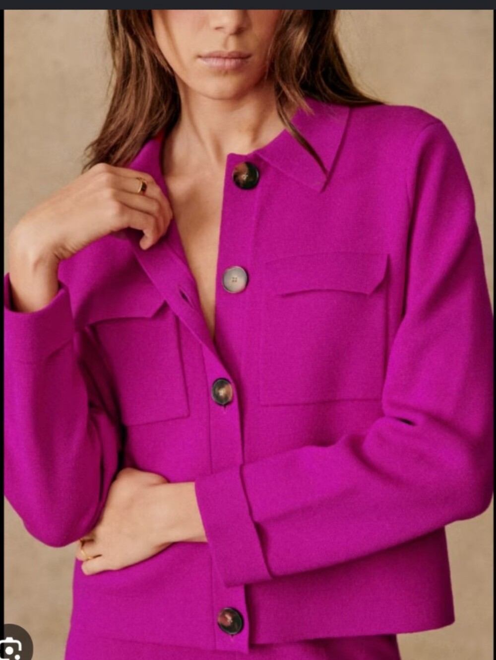 Sezane Betty Cardigan Wool Magenta